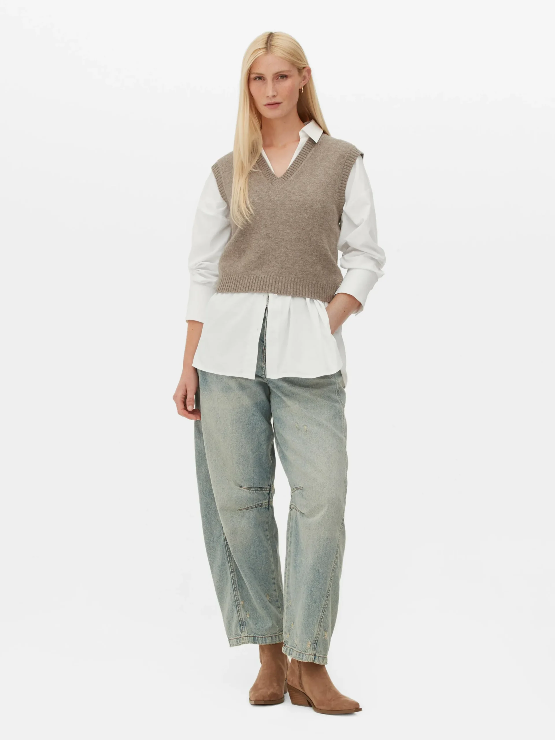 Pulls Et Gilets|Primark Débardeur Tricoté à Col En V Taupe