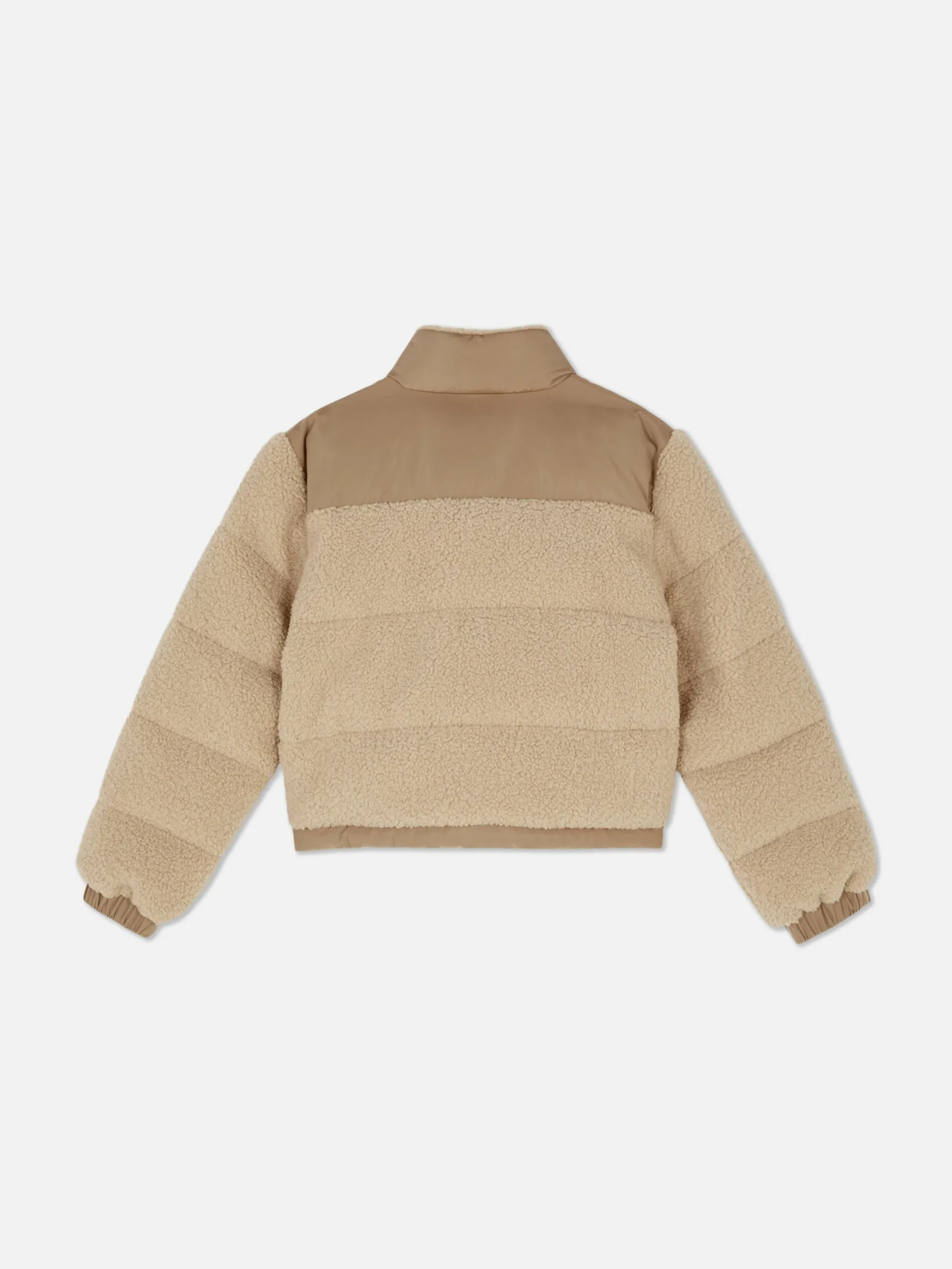 Manteaux Et Vestes|Primark Doudoune Effet Mouton Retourné à Empiècements Beige