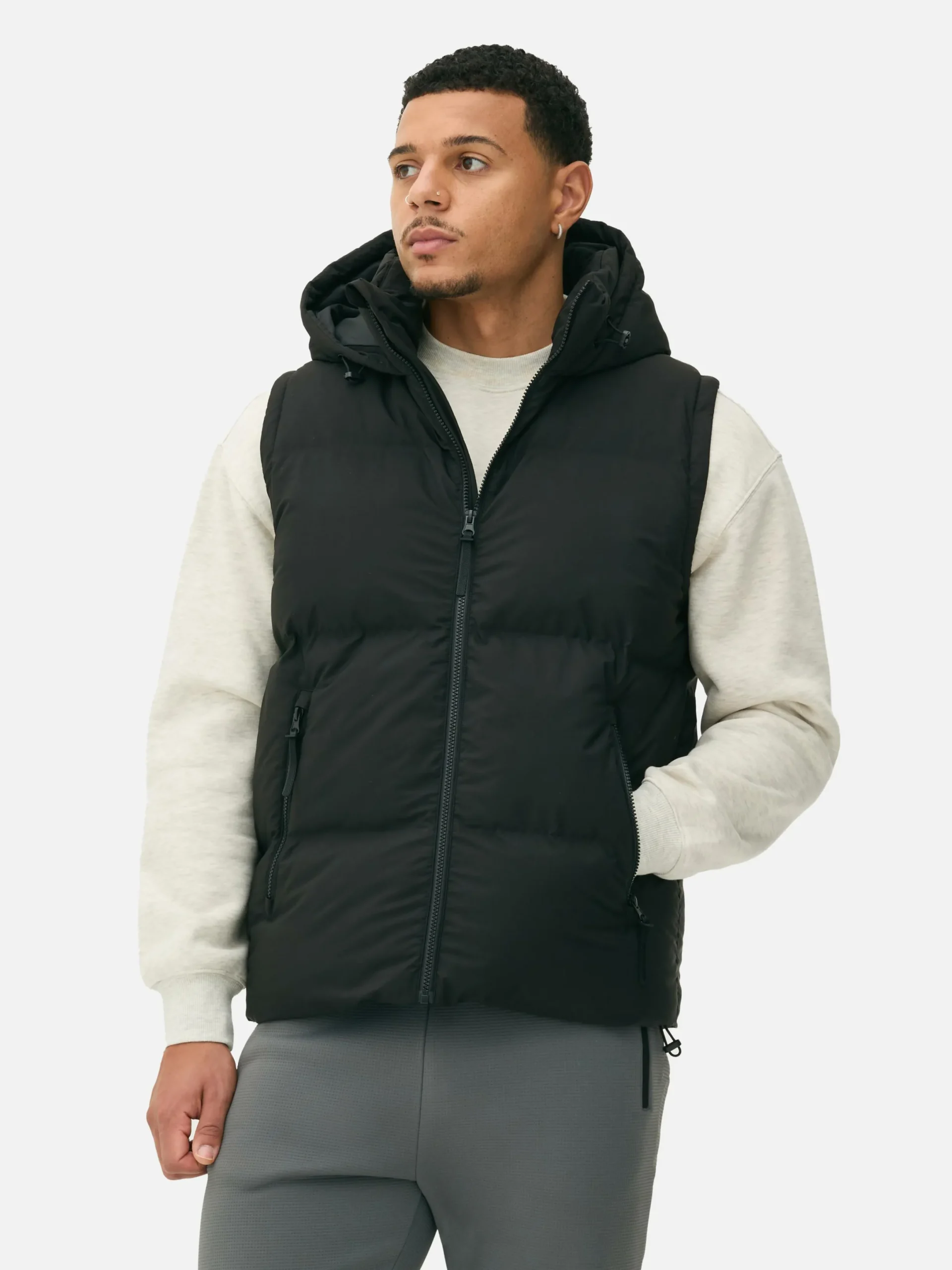 Manteaux Et Vestes|Primark Doudoune Sans Manches à Capuche Noir