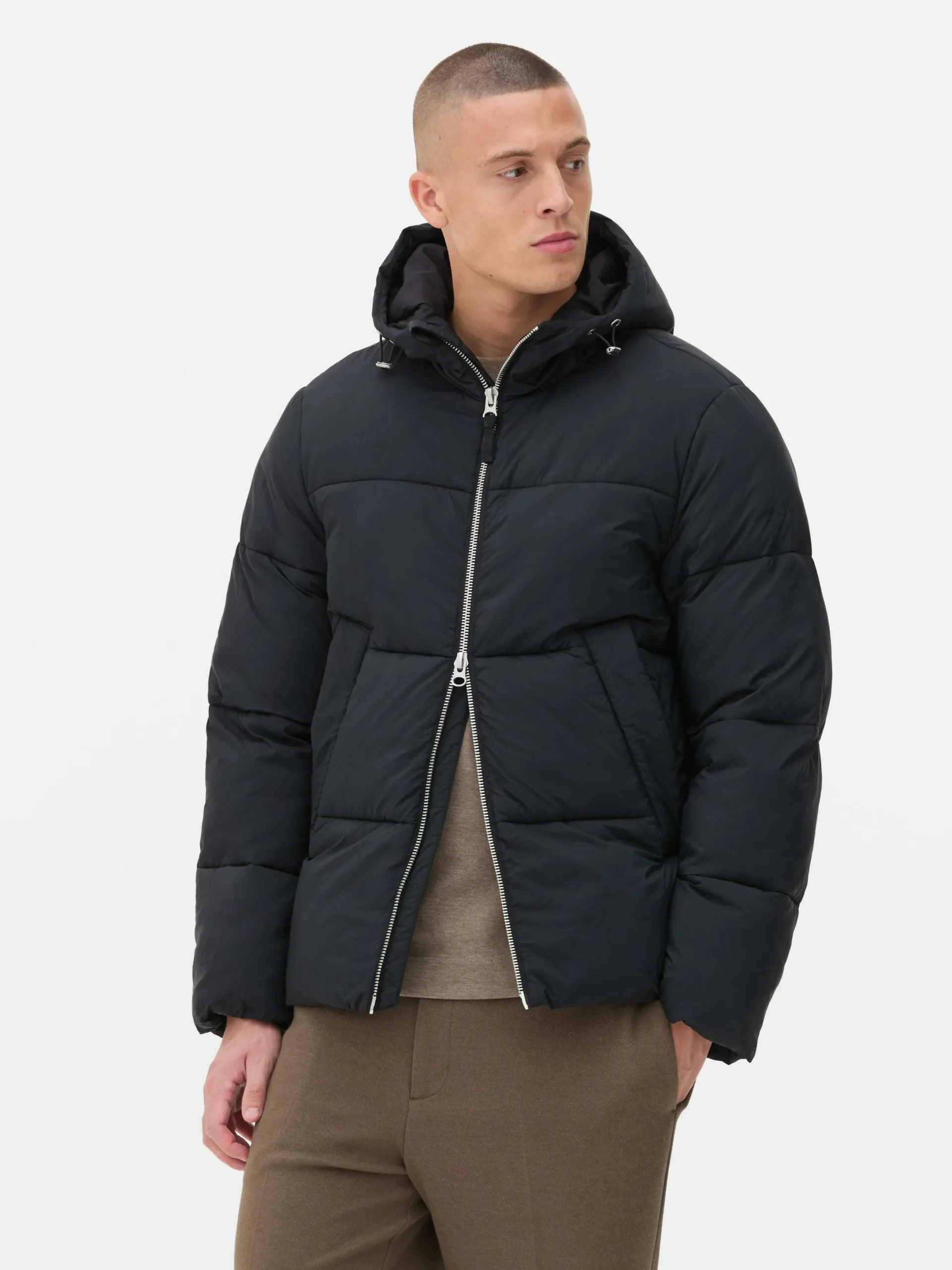 Manteaux Et Vestes|Primark Doudoune Zippée à Double Curseur Noir
