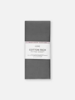 Draps Et Taies D'Oreillers|Primark Drap Housse En Coton Pour Lit Super King Size Gris foncé