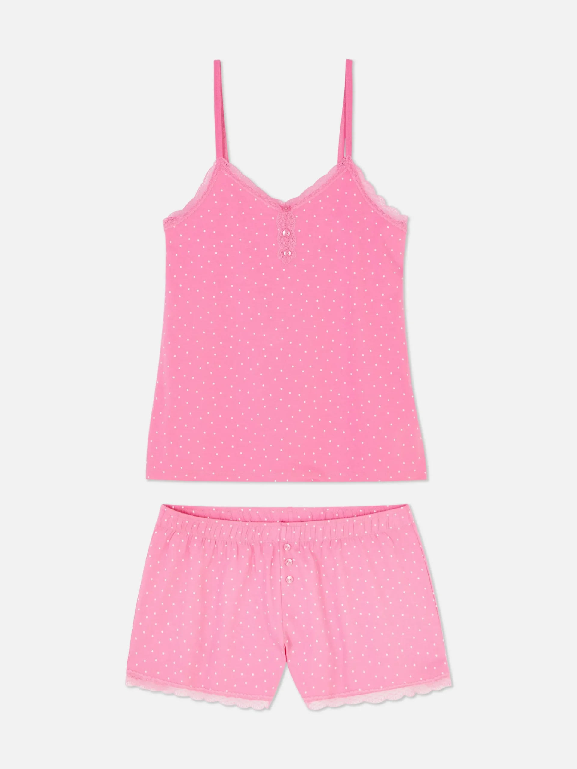Ensembles Pyjamas|Primark Ensemble Caraco Et Short De Pyjama à Dentelle Rose vif