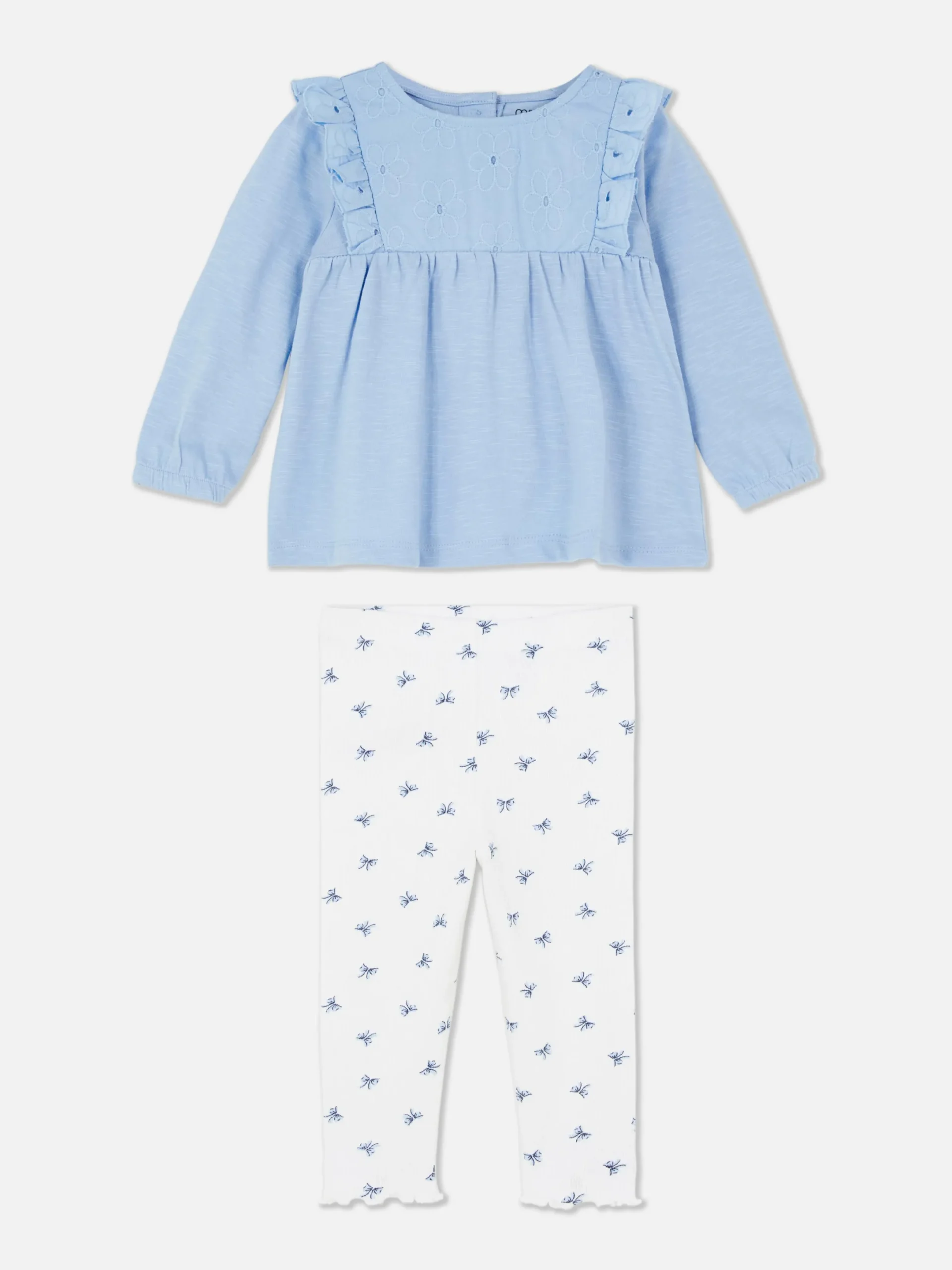 Ensembles Et Tenues|Primark Ensemble Chemisier à Volants Et Legging Bleu