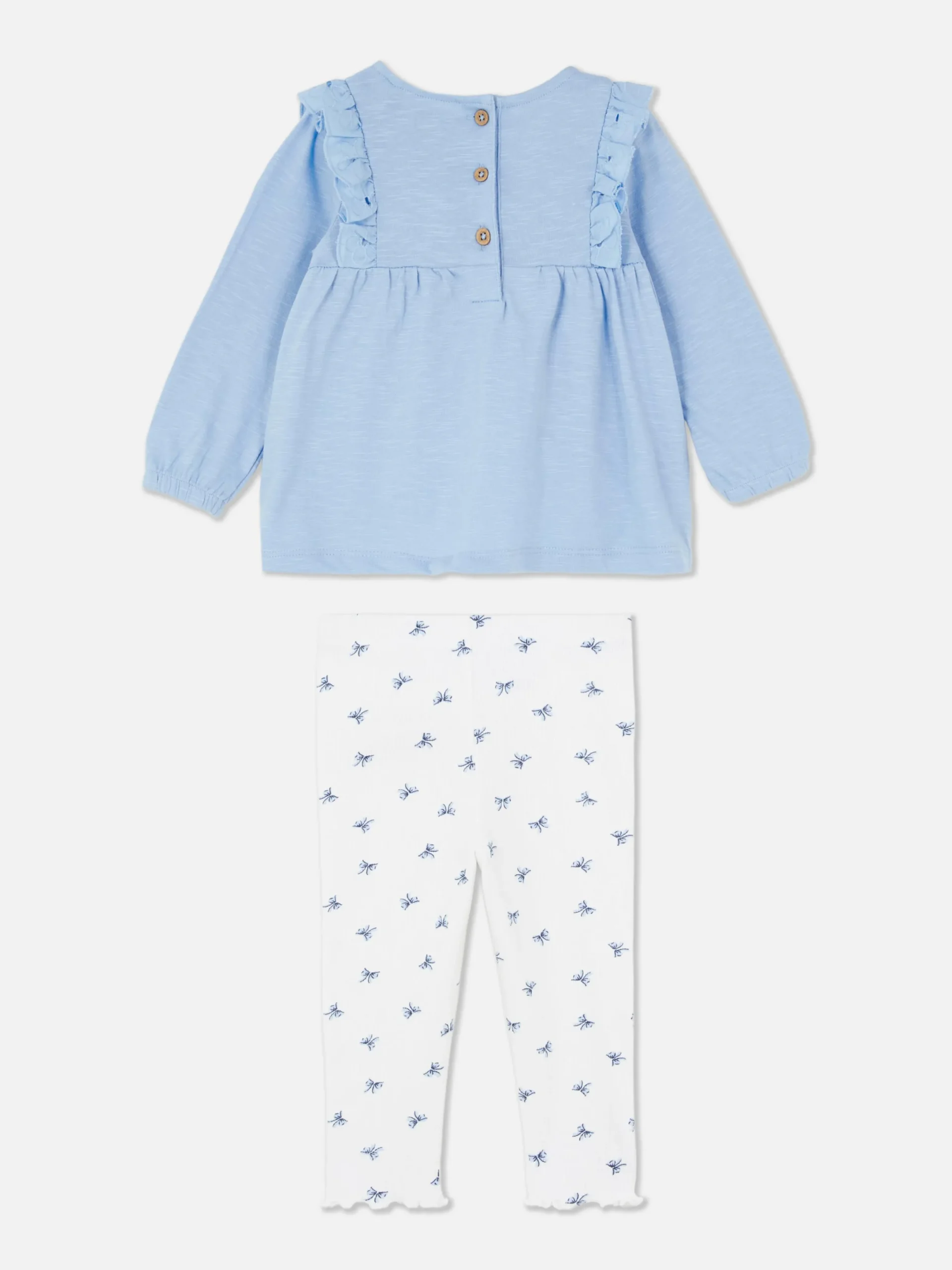 Ensembles Et Tenues|Primark Ensemble Chemisier à Volants Et Legging Bleu