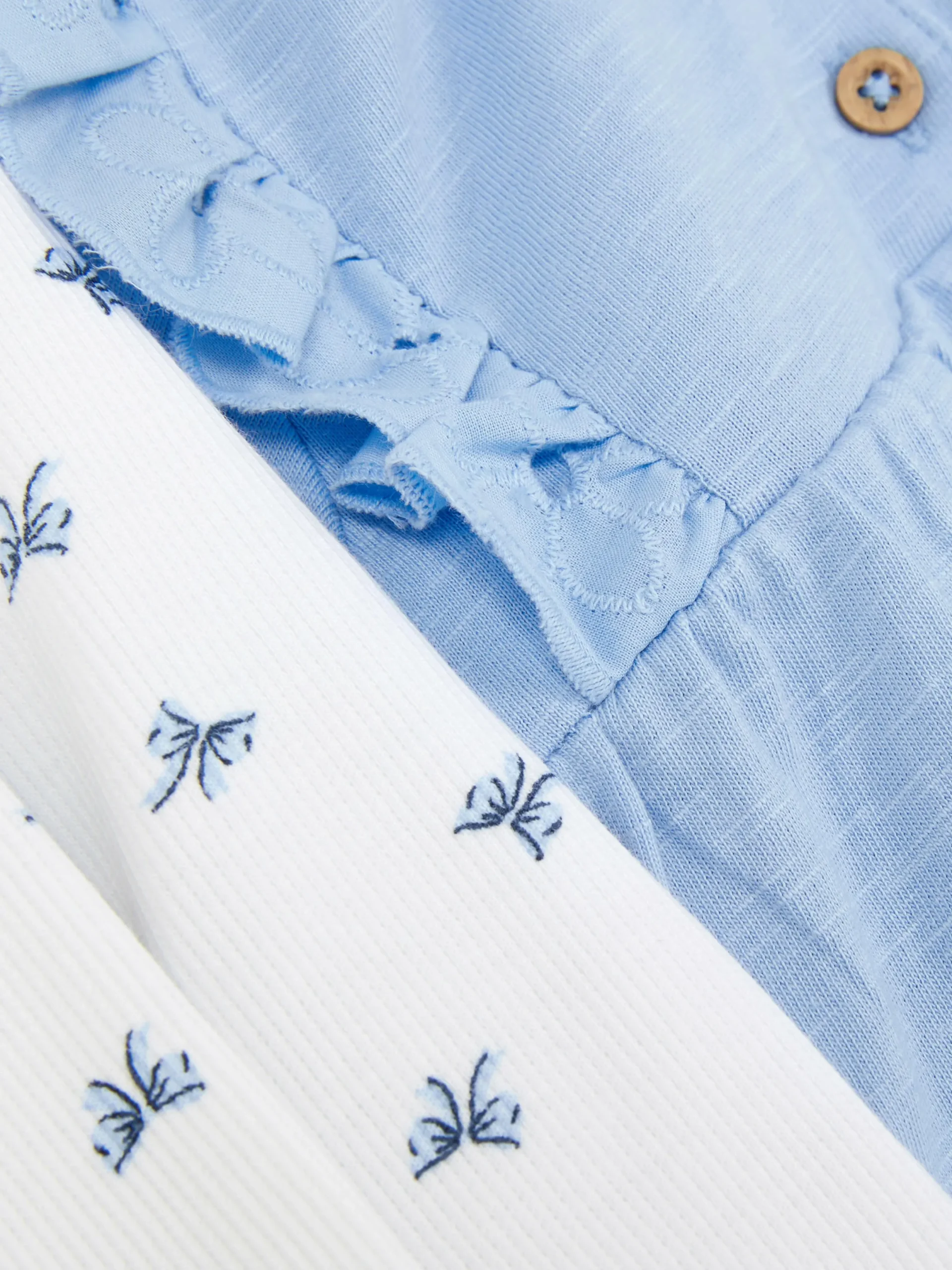 Ensembles Et Tenues|Primark Ensemble Chemisier à Volants Et Legging Bleu