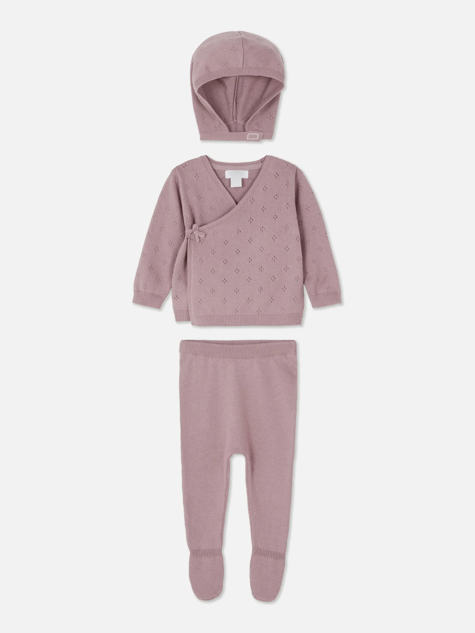 Ensembles Et Tenues|Primark Ensemble Gilet, Legging Et Casquette En Maille Aubergine