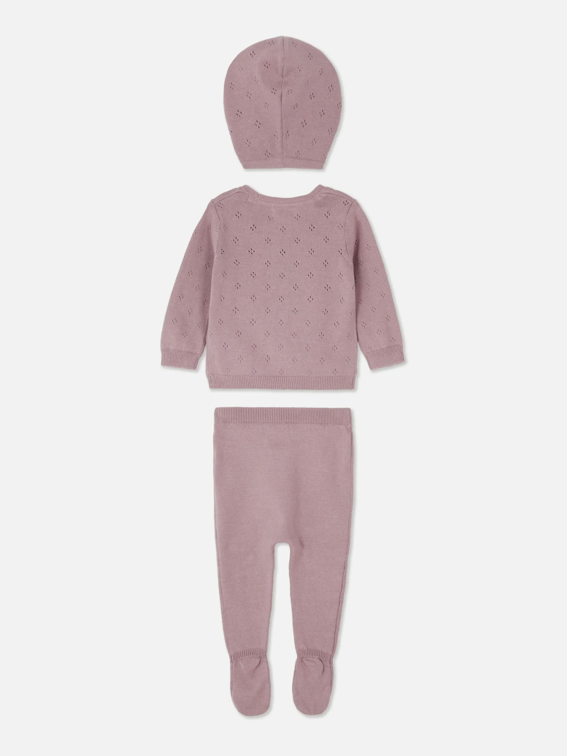 Ensembles Et Tenues|Primark Ensemble Gilet, Legging Et Casquette En Maille Aubergine
