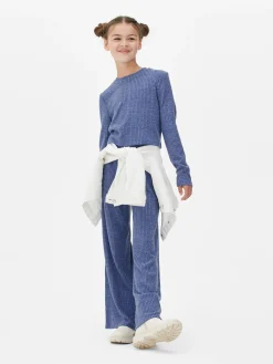 Ensembles Et Tenues|Primark Ensemble Haut Côtelé à Manches Longues Et Legging Bleu marine