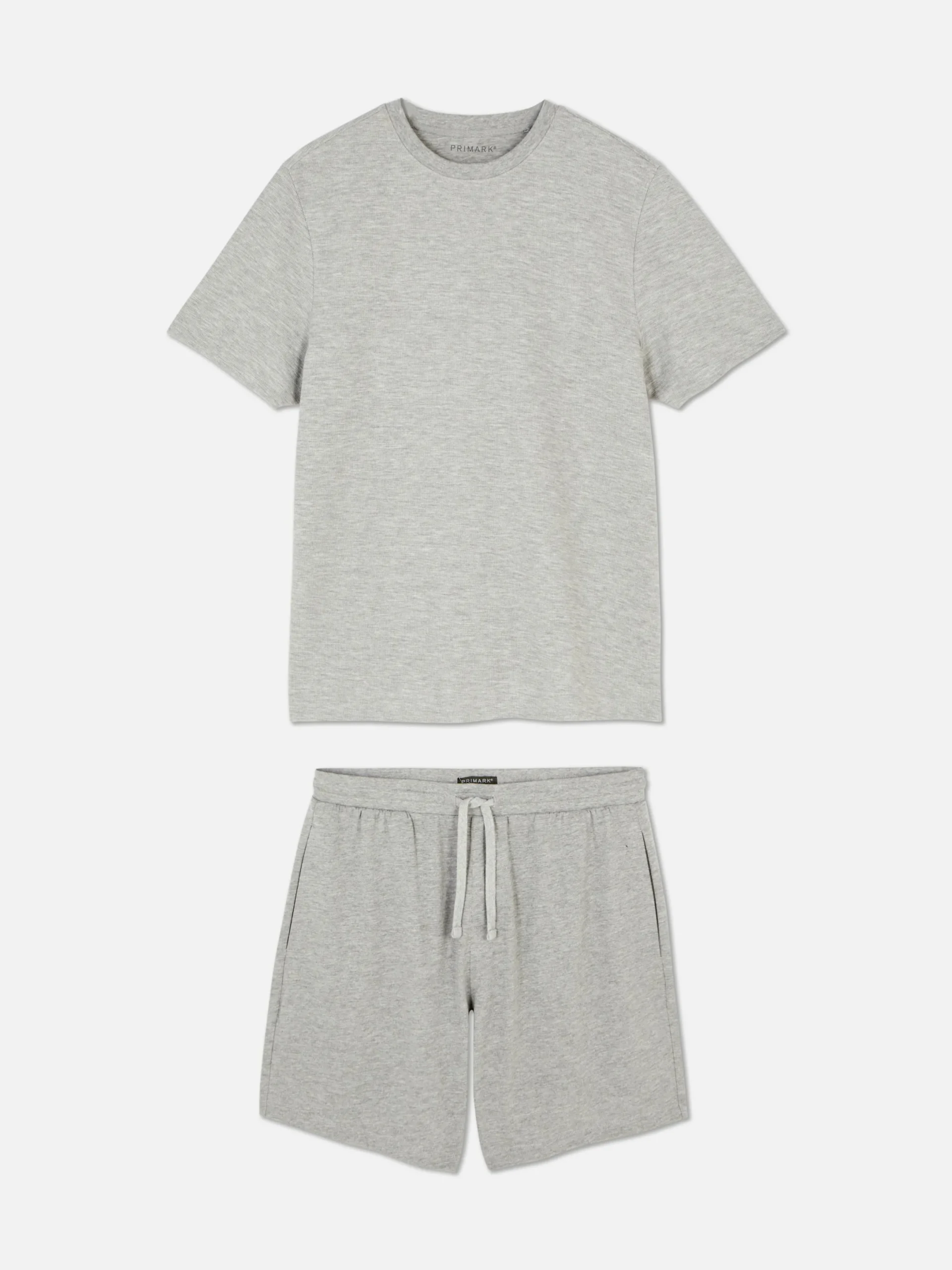 Pyjamas|Primark Ensemble Pyjama Gaufré T-shirt Et Short En Jersey Gris clair