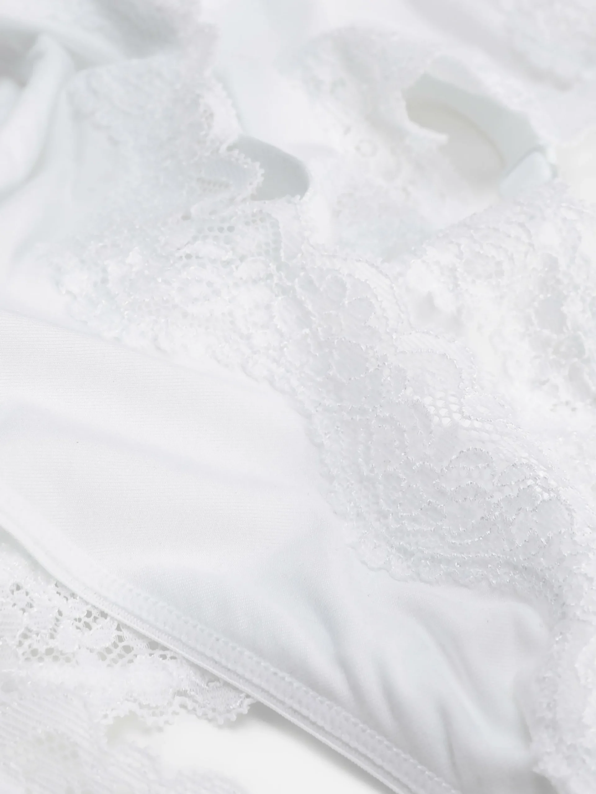 Ensembles Lingerie|Primark Ensemble Soutien-gorge Non Rembourré Et String à Liseré En Dentelle Blanc