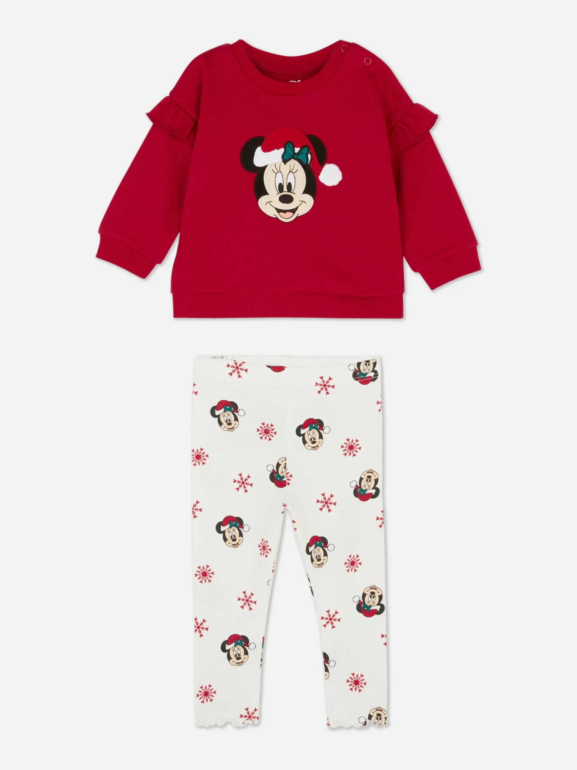 Ensembles Et Tenues|Primark Ensemble Sweat-shirt Et Legging De Noël Disney Minnie Mouse Rouge