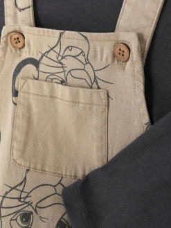 Ensembles Et Tenues|Primark Ensemble T-shirt Et Salopette Disney Le Roi Lion Grège
