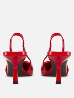 Vêtements Gothiques|Chaussures À Talons|Primark Escarpins Bas à Talon Ouvert Rouge