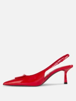 Vêtements Gothiques|Chaussures À Talons|Primark Escarpins Bas à Talon Ouvert Rouge