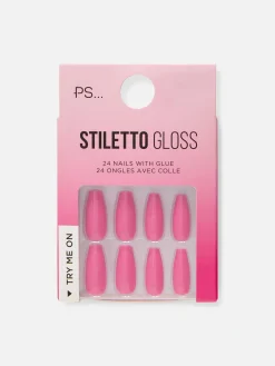 Faux Ongles|Primark Faux Ongles Brillants à Bout Pointu PS... Rose vif