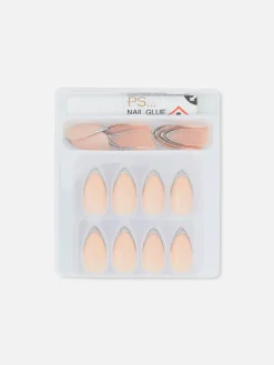 Faux Ongles|Primark Faux Ongles Brillants Pailletés à Bout Pointu PS... Argent
