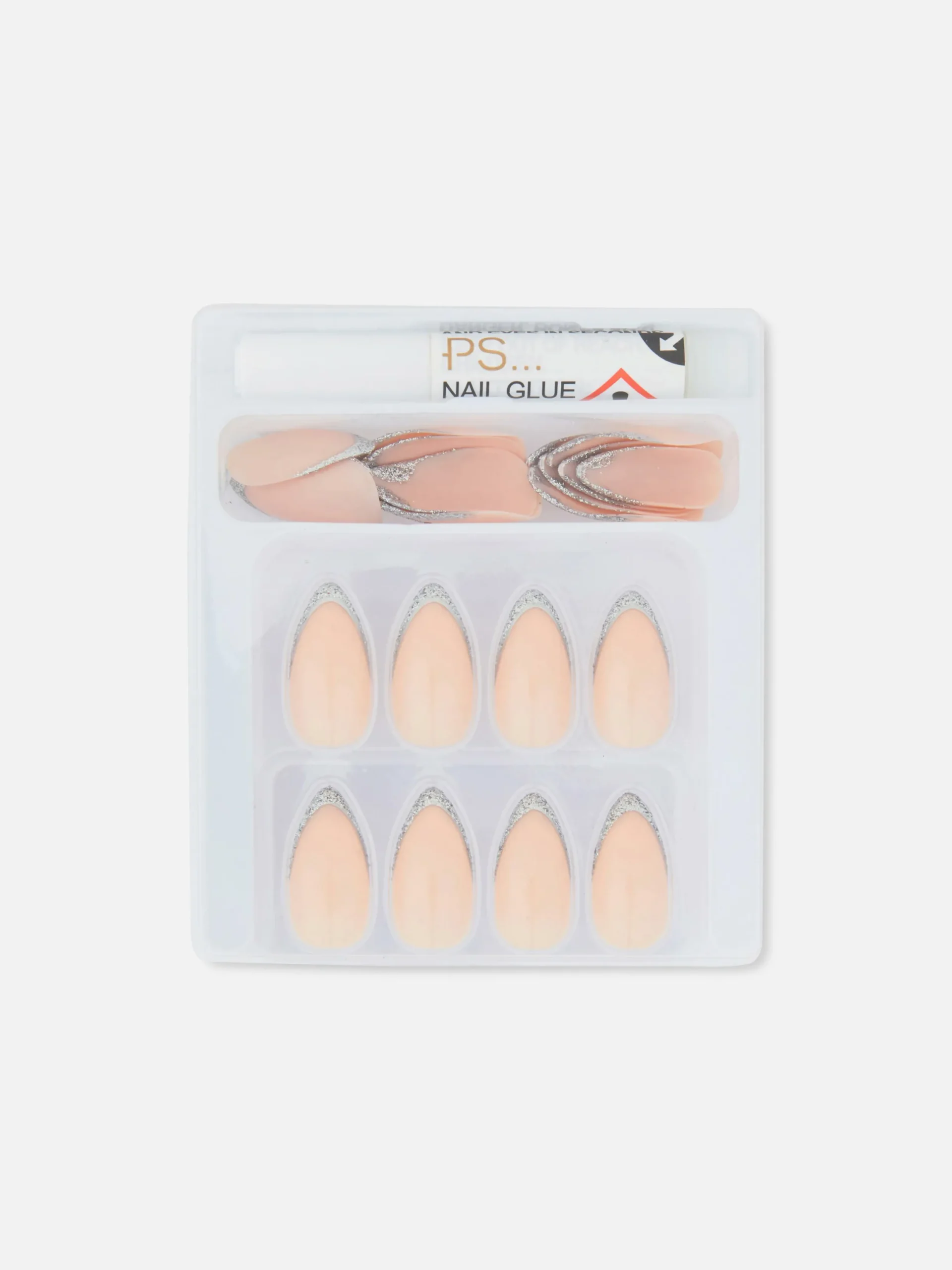 Faux Ongles|Primark Faux Ongles Brillants Pailletés à Bout Pointu PS... Argent