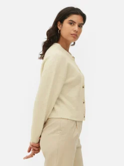 Pulls Et Gilets|Primark Gilet Boutonné à Col Ras-du-cou Ivoire