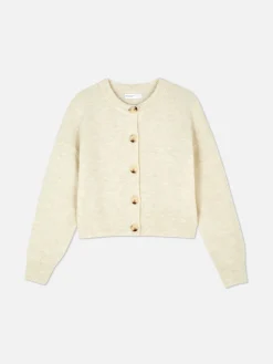 Pulls Et Gilets|Primark Gilet Boutonné à Col Ras-du-cou Ivoire
