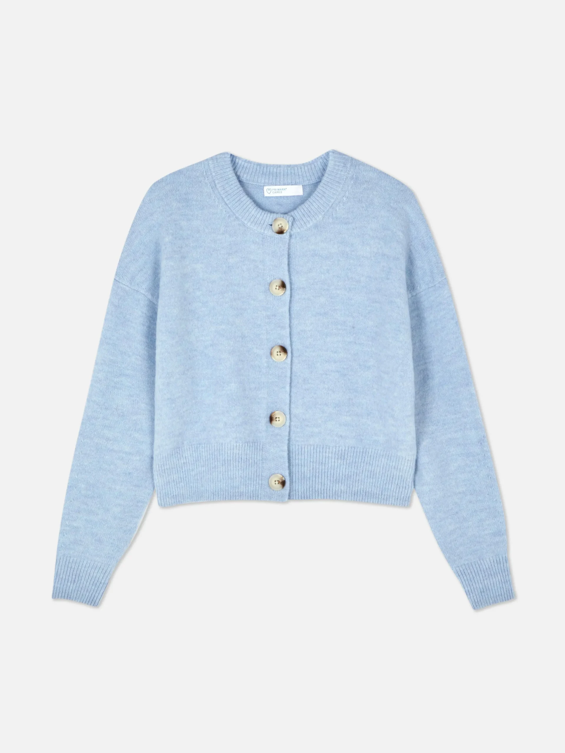 Pulls Et Gilets|Primark Gilet Boutonné à Col Ras-du-cou Bleu clair