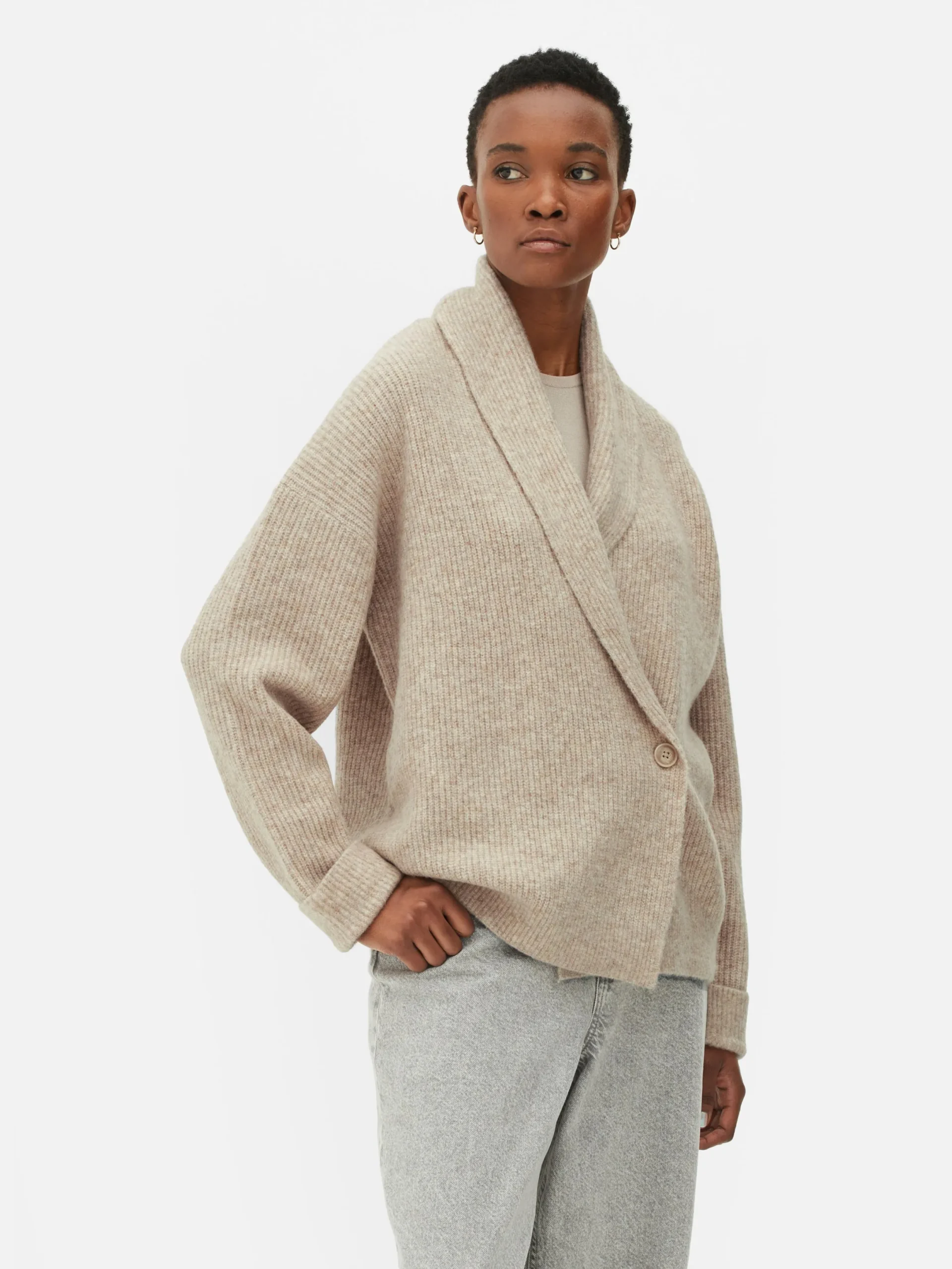 Pulls Et Gilets|Primark Gilet Cache-cœur à Boutons Et Col Châle Écru