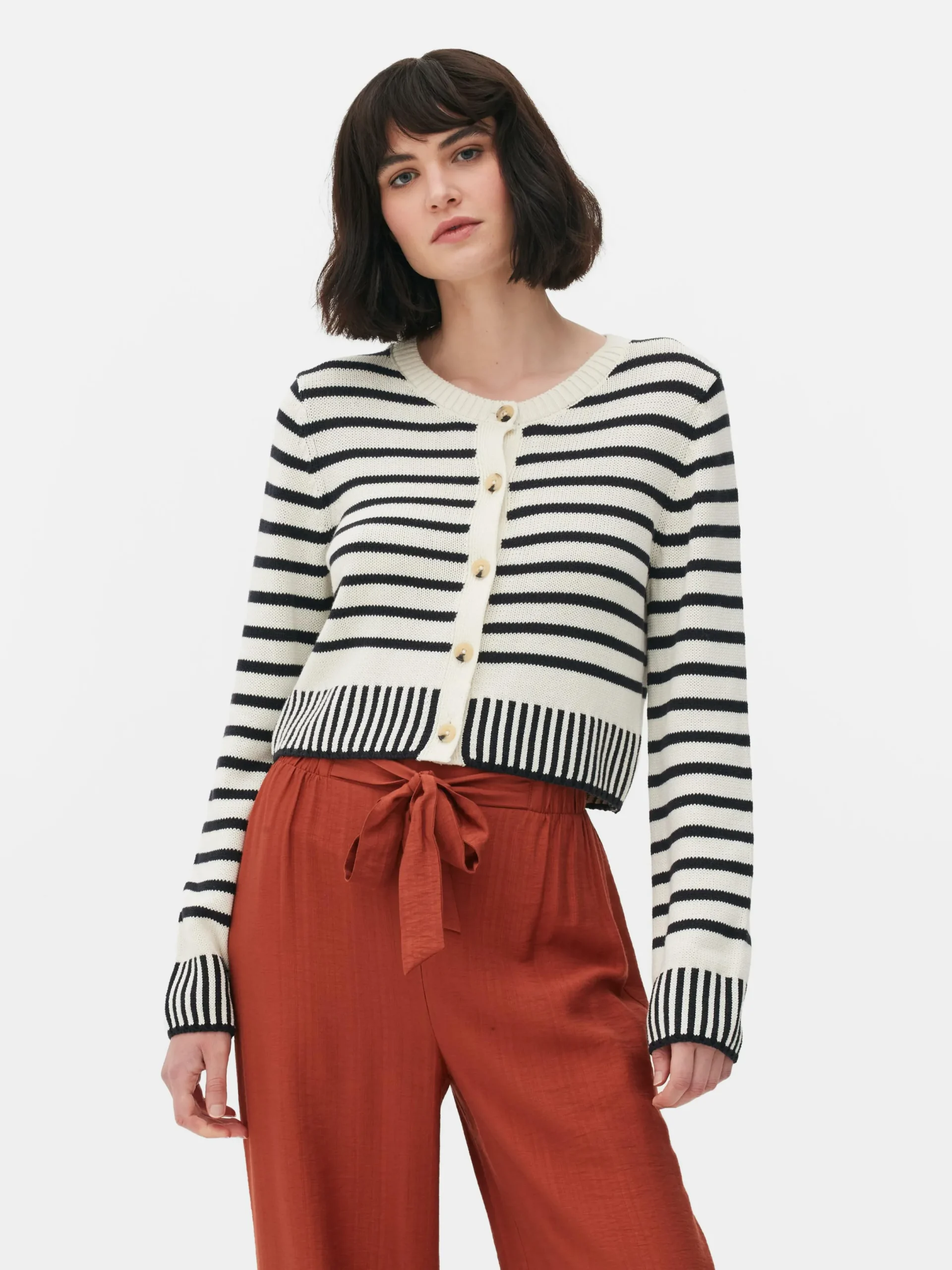 Pulls Et Gilets|Primark Gilet Court à Rayures Noir/Blanc