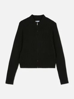 Pulls Et Gilets|Primark Gilet Côtelé Zippé Noir