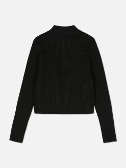 Pulls Et Gilets|Primark Gilet Côtelé Zippé Noir