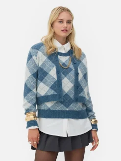 Pulls Et Gilets|Primark Gilet En Maille à Losanges à Coordonner Rita Ora Bleu