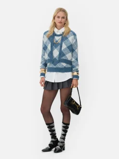 Pulls Et Gilets|Primark Gilet En Maille à Losanges à Coordonner Rita Ora Bleu