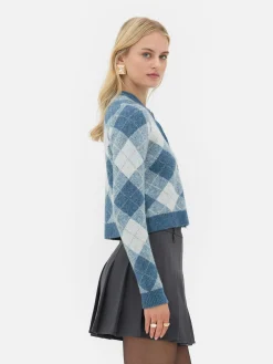 Pulls Et Gilets|Primark Gilet En Maille à Losanges à Coordonner Rita Ora Bleu