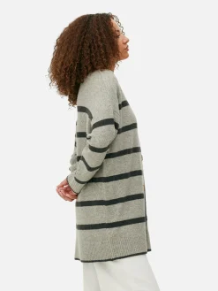 Pulls Et Gilets|Primark Gilet Long à Rayures Gris