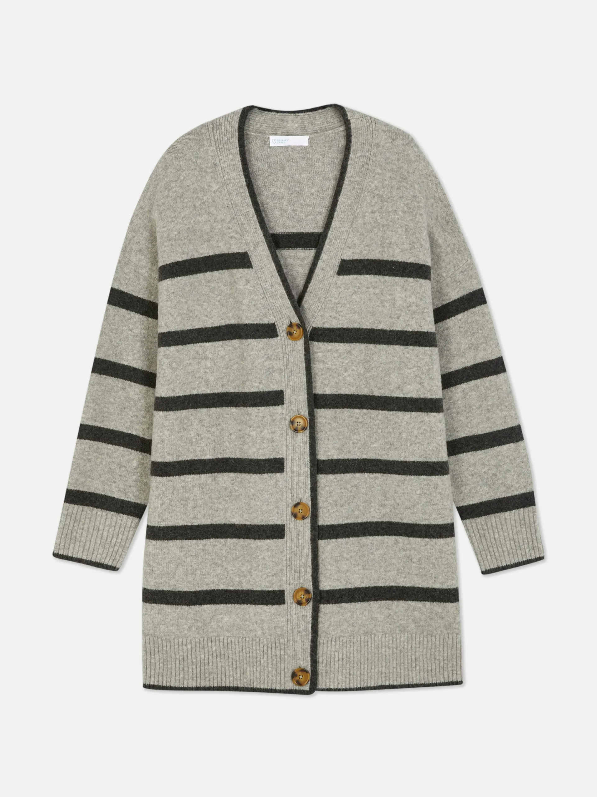 Pulls Et Gilets|Primark Gilet Long à Rayures Gris