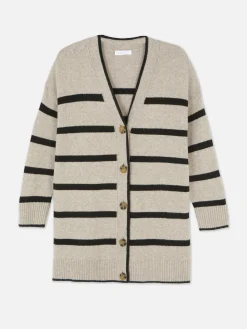 Pulls Et Gilets|Primark Gilet Long à Rayures Beige