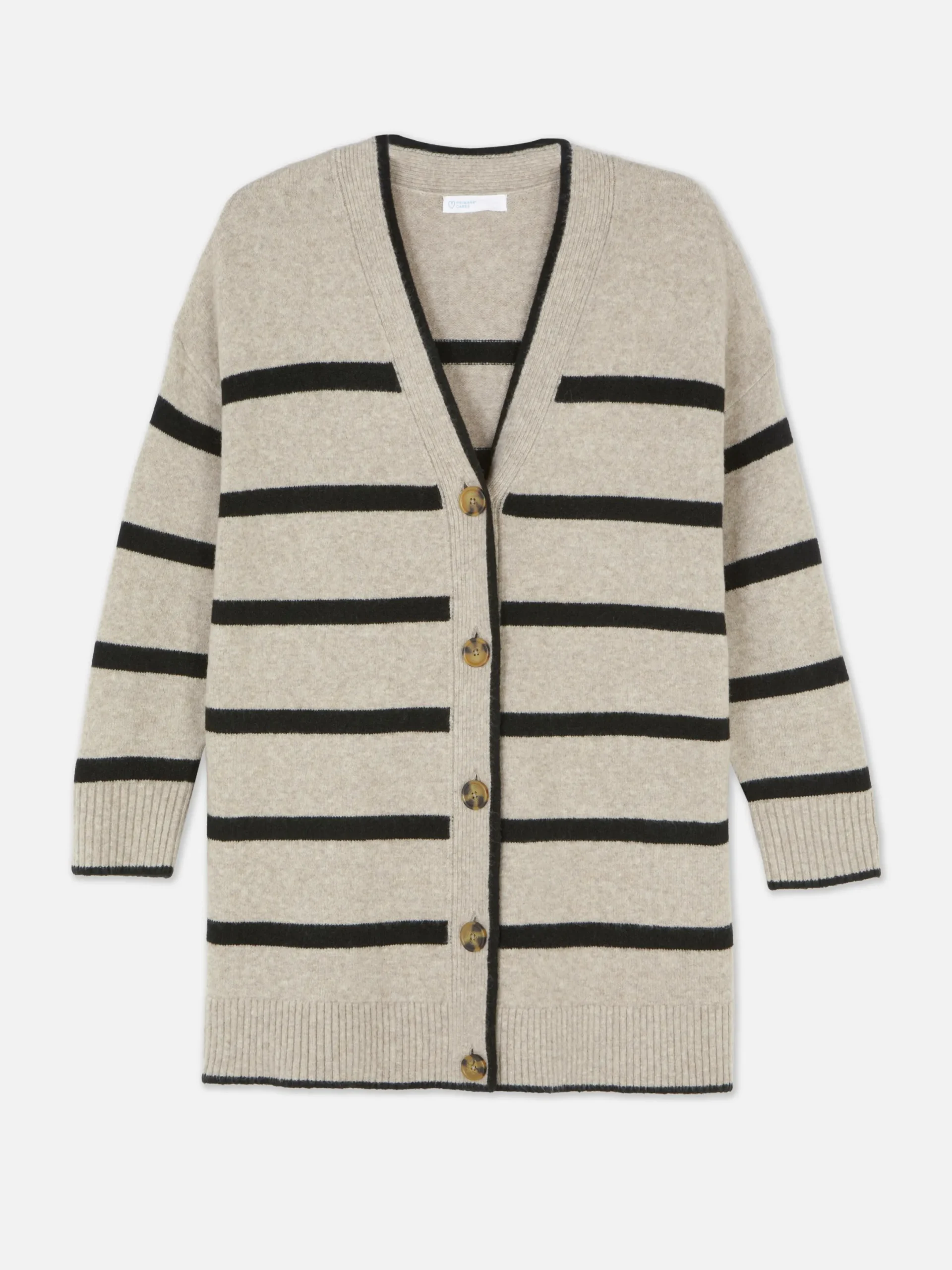 Pulls Et Gilets|Primark Gilet Long à Rayures Beige