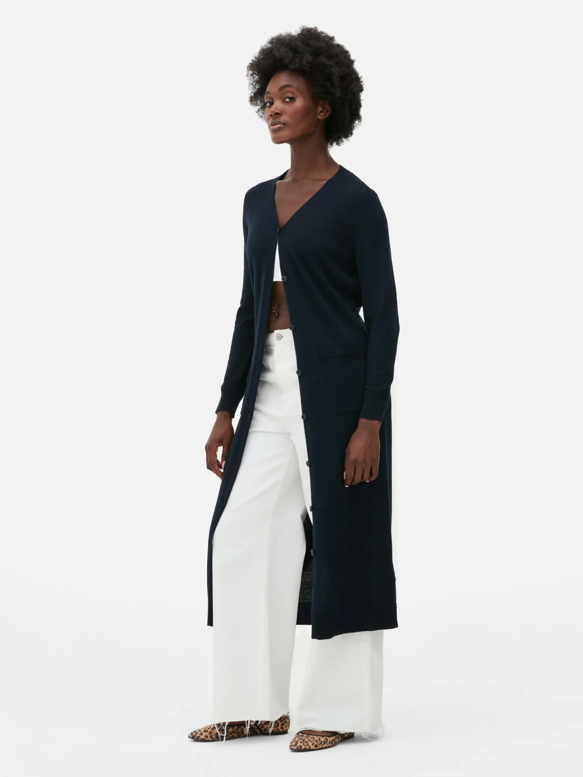 Pulls Et Gilets|Primark Gilet Long Boutonné Bleu marine