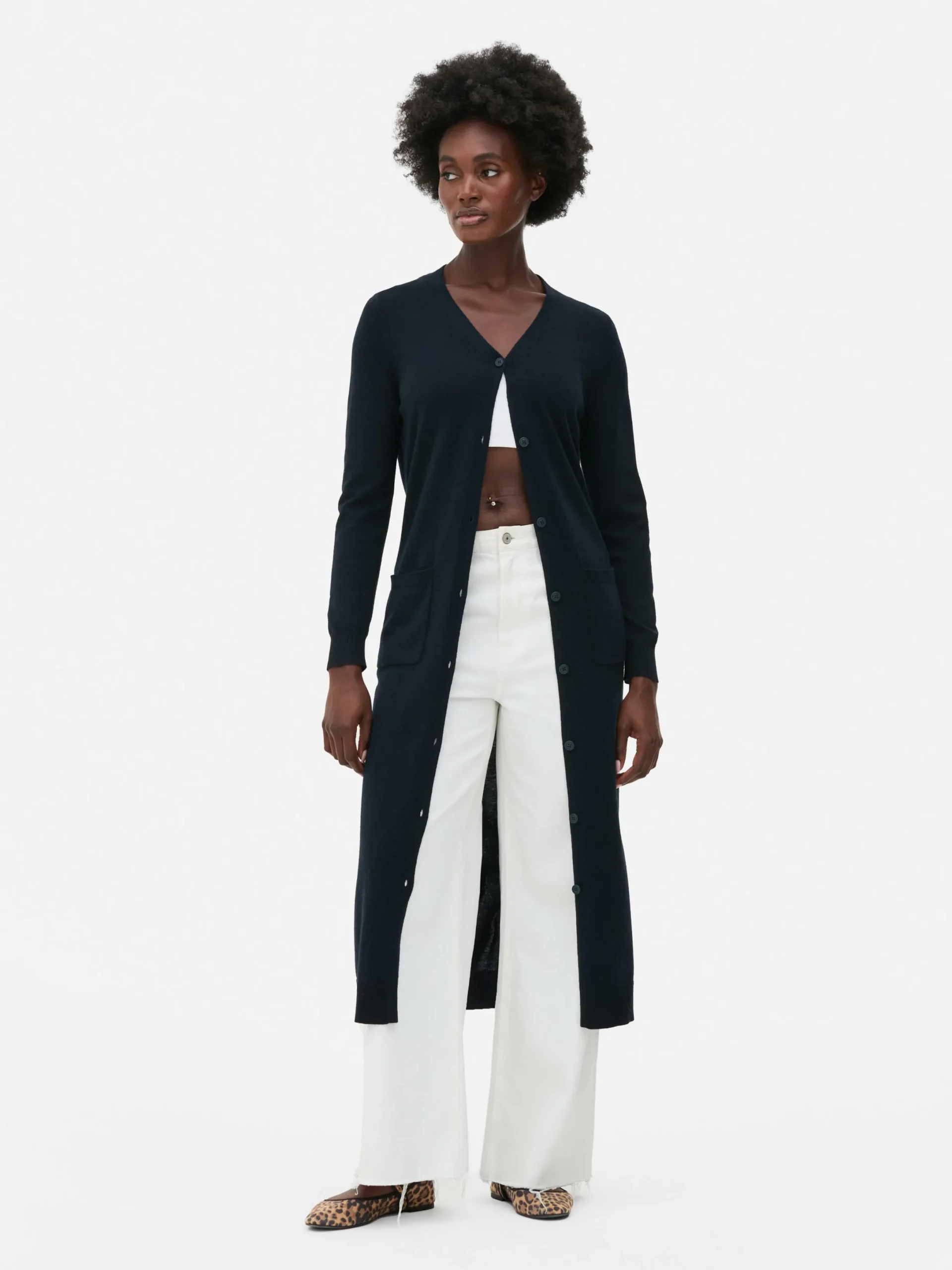 Pulls Et Gilets|Primark Gilet Long Boutonné Bleu marine