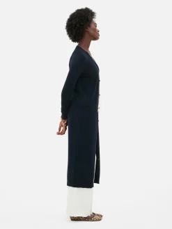 Pulls Et Gilets|Primark Gilet Long Boutonné Bleu marine
