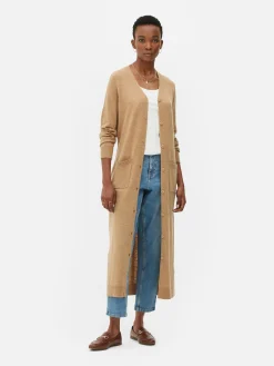 Pulls Et Gilets|Primark Gilet Long Boutonné Camel