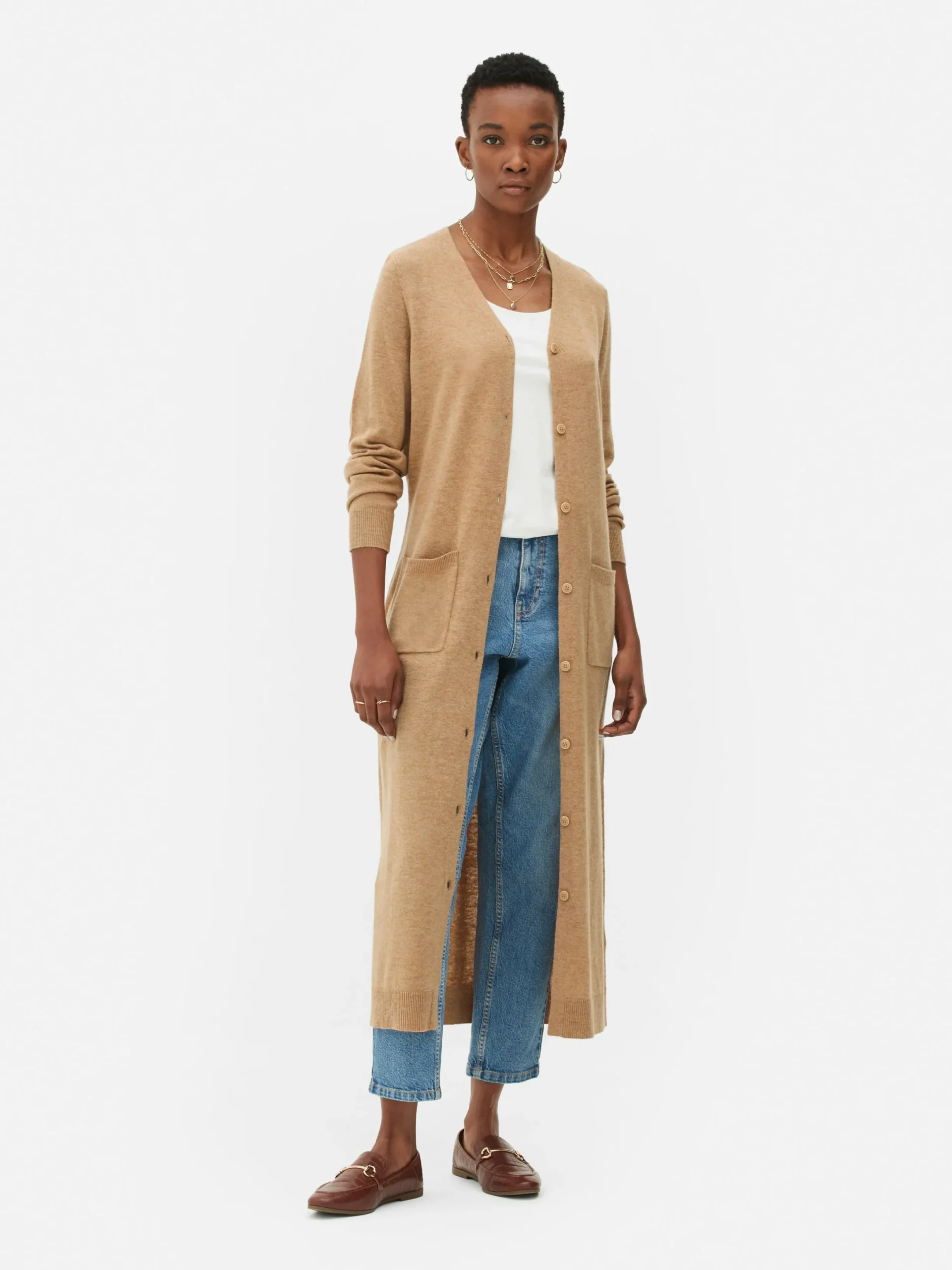 Pulls Et Gilets|Primark Gilet Long Boutonné Camel