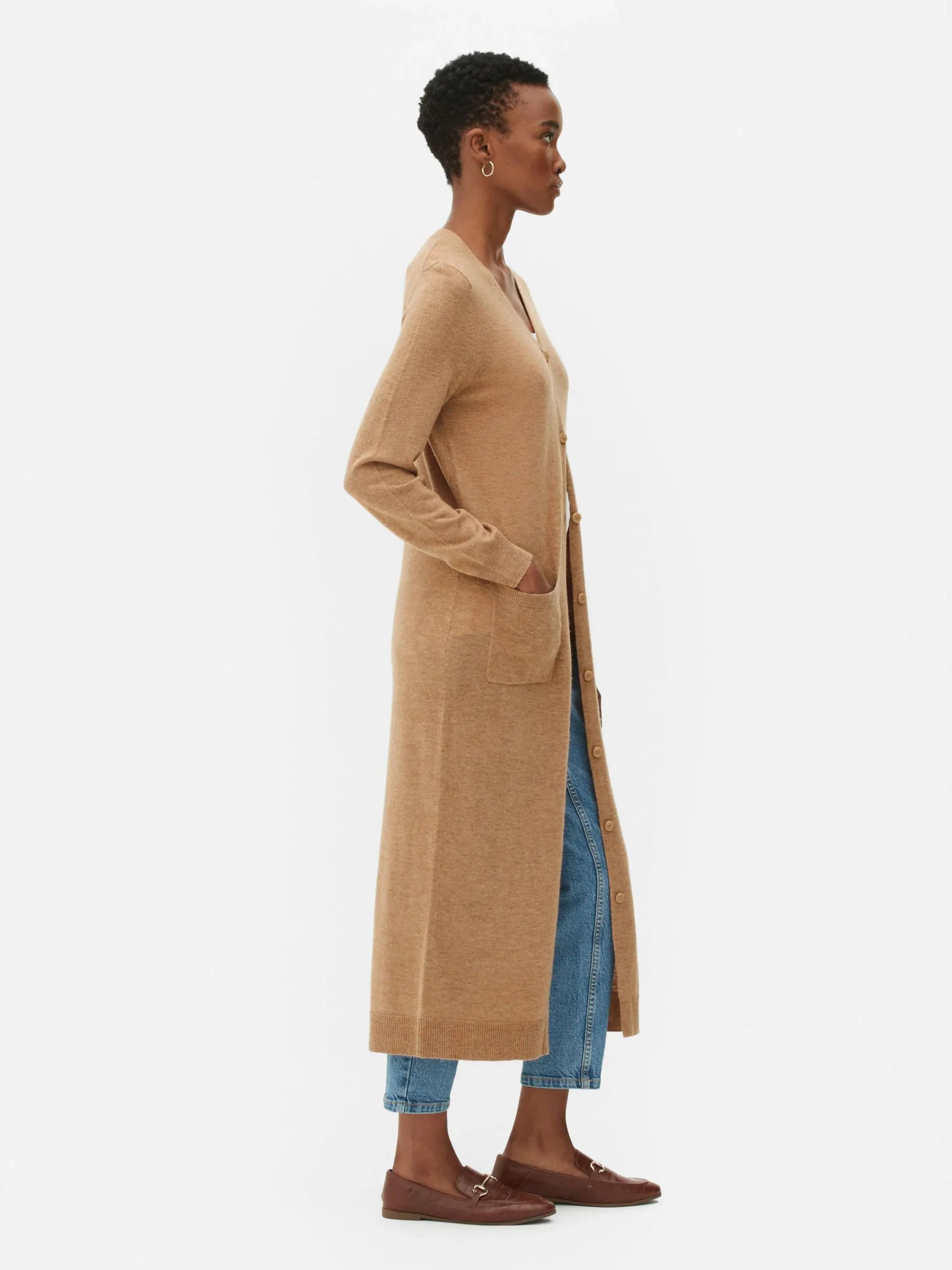 Pulls Et Gilets|Primark Gilet Long Boutonné Camel