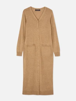 Pulls Et Gilets|Primark Gilet Long Boutonné Camel