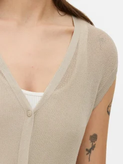 Pulls Et Gilets|Primark Gilet Long Sans Manches Beige