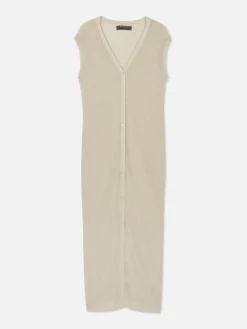 Pulls Et Gilets|Primark Gilet Long Sans Manches Beige