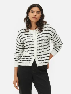 Pulls Et Gilets|Primark Gilet Rayé En Maille Torsadée Blanc/Noir