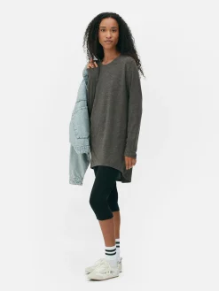 Hauts Et T-Shirts|Primark Haut à Manches Longues Et à Ourlet Arrondi Anthracite
