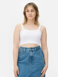 Hauts Et T-Shirts|Primark Haut Court à Texture Côtelée Blanc