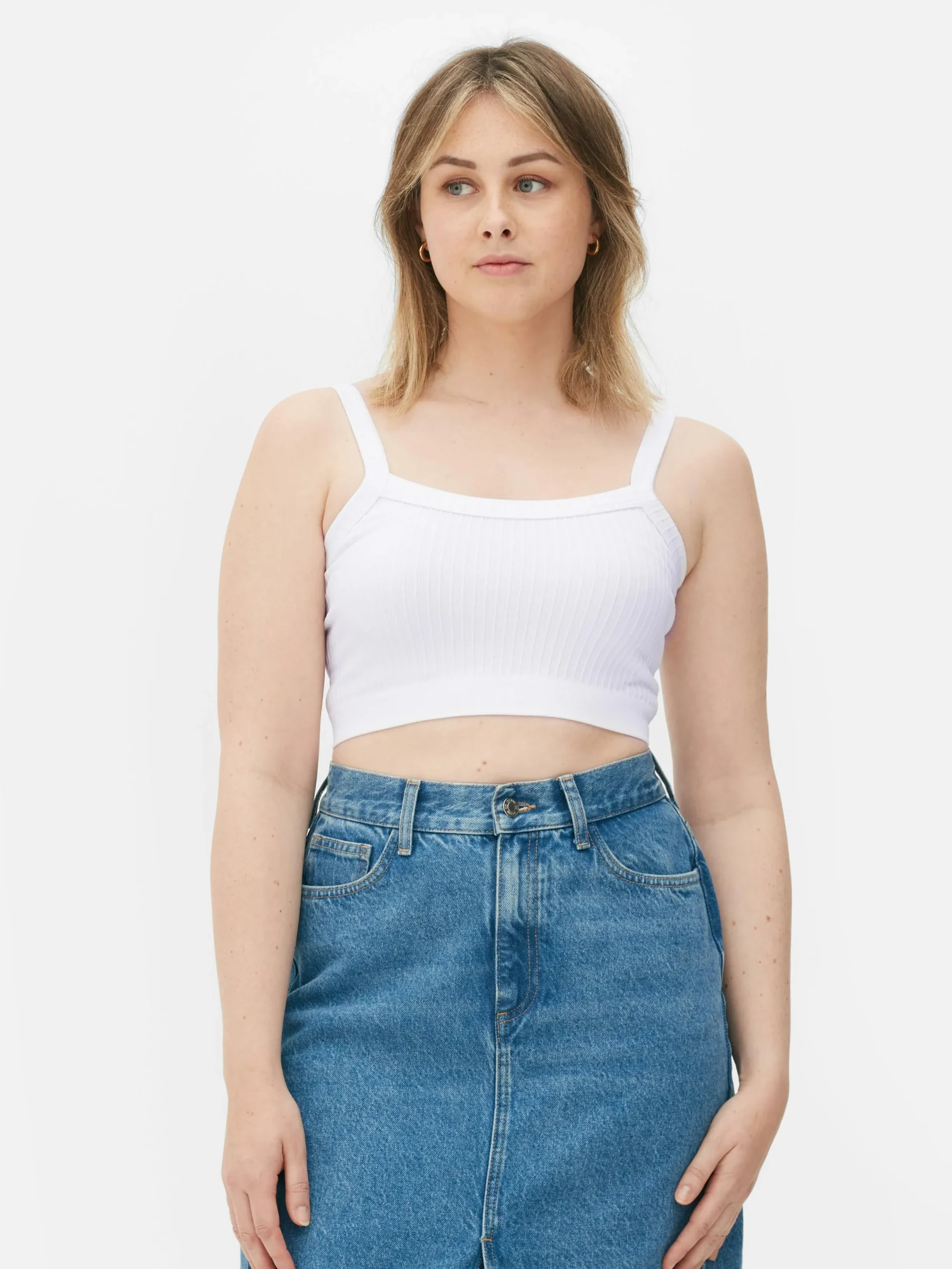 Hauts Et T-Shirts|Primark Haut Court à Texture Côtelée Blanc
