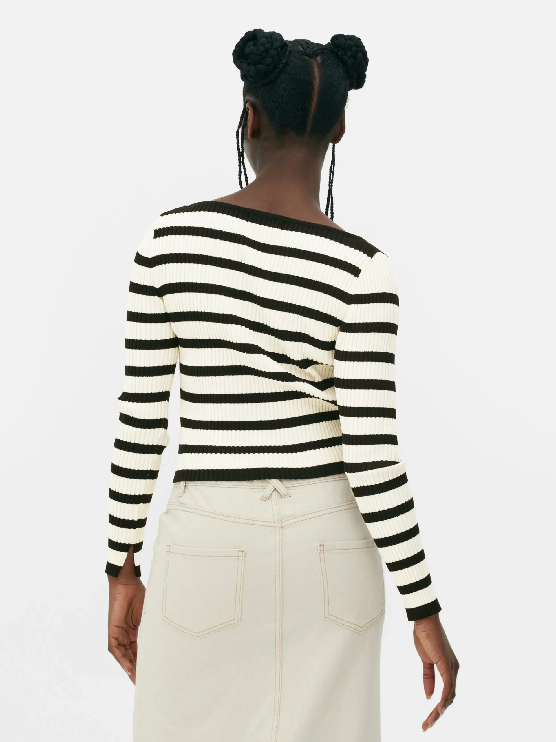Pulls Et Gilets|Primark Haut Côtelé à Col Bateau Noir/Blanc