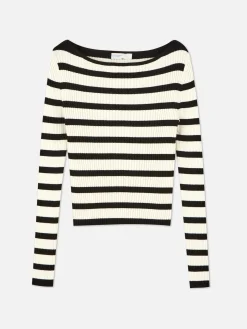 Pulls Et Gilets|Primark Haut Côtelé à Col Bateau Noir/Blanc